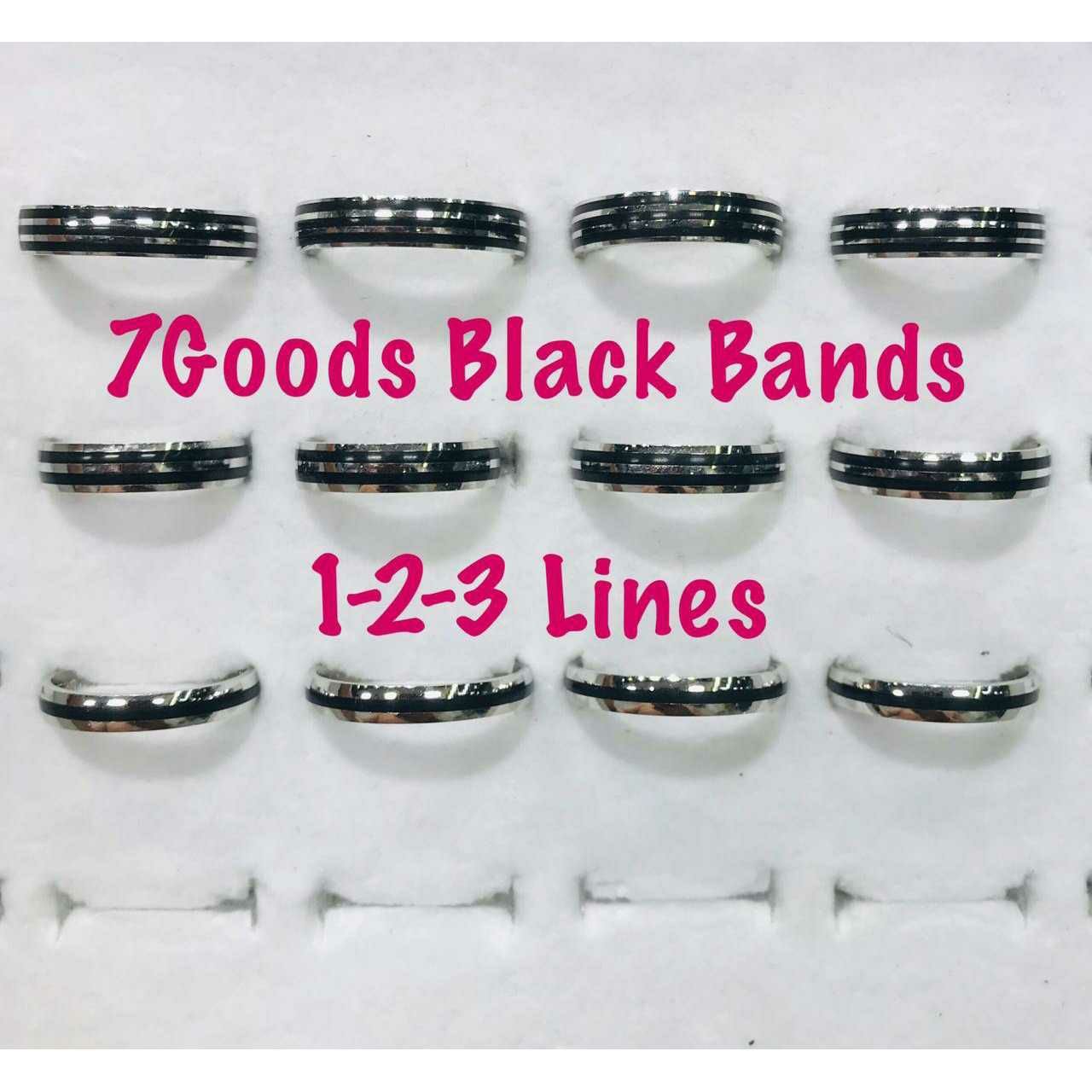 92.5 Sterling Silver 1-2-3(One,Two,Three) Line Black Band Ms-3072