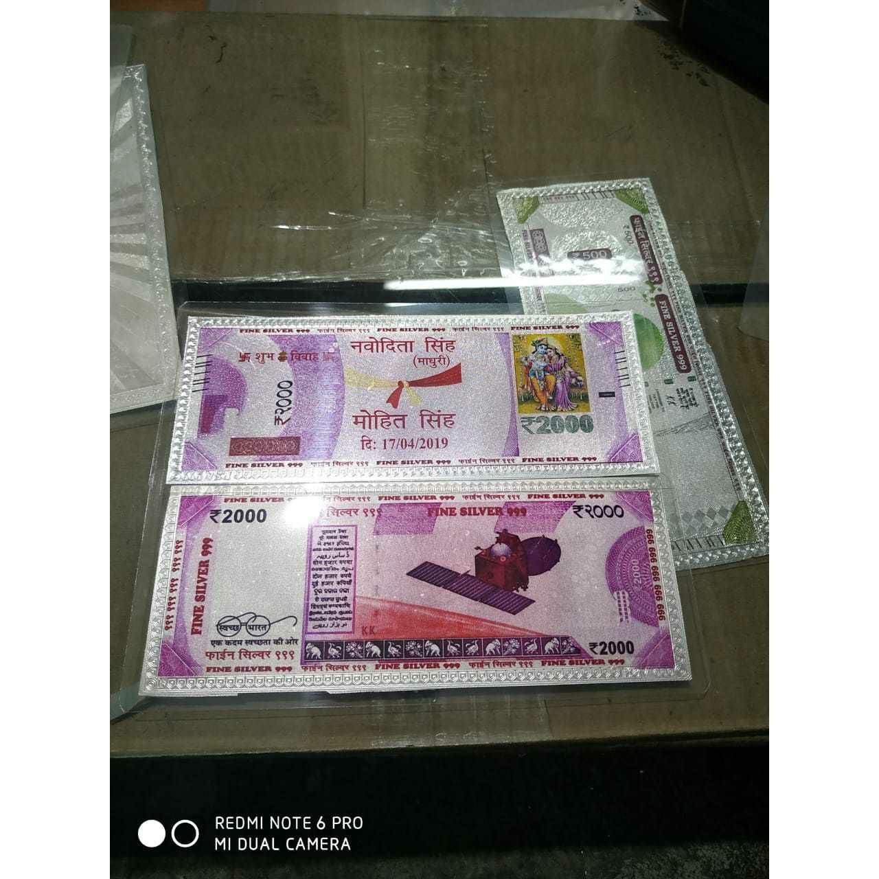 Plastic Mina Marriage(Lagna Kankotri,Subh Vivah Card) Card Front & Back Side In 2000(Two Thousand)Rs Indian Currency Note Ms-2243