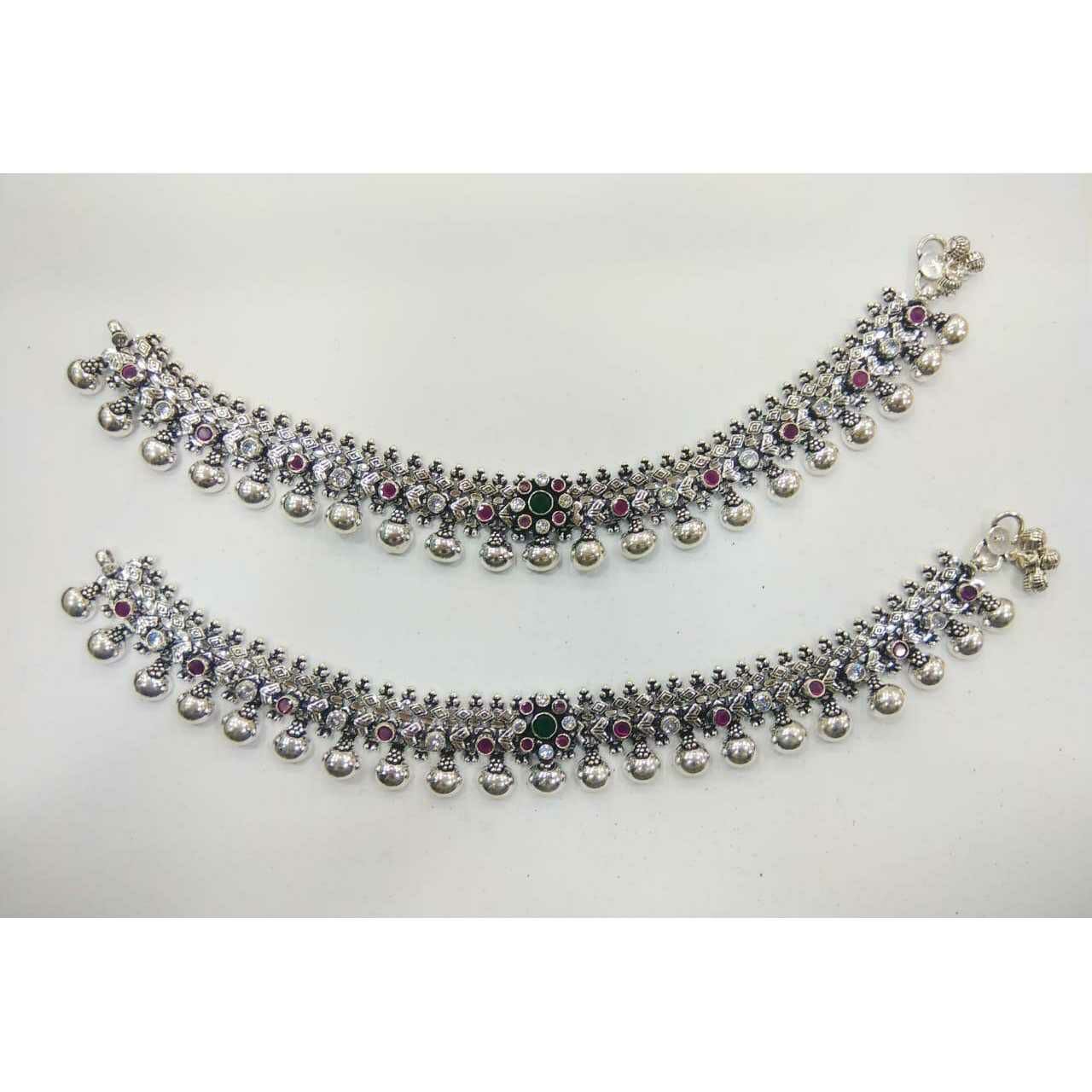 92.5 Sterling Silver Singapuri Anklet Ms-3763