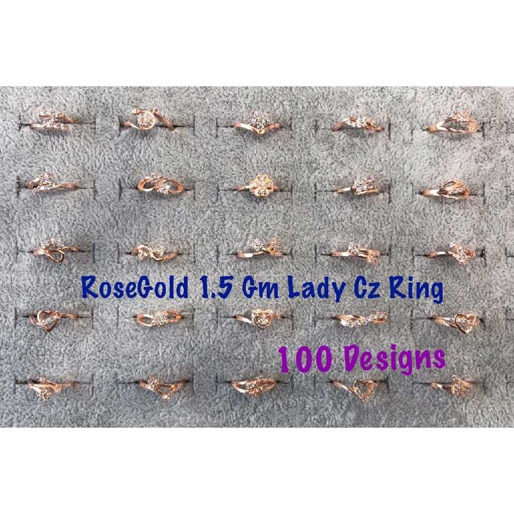 92.5 Sterling Silver Rose Gold Cz Ring