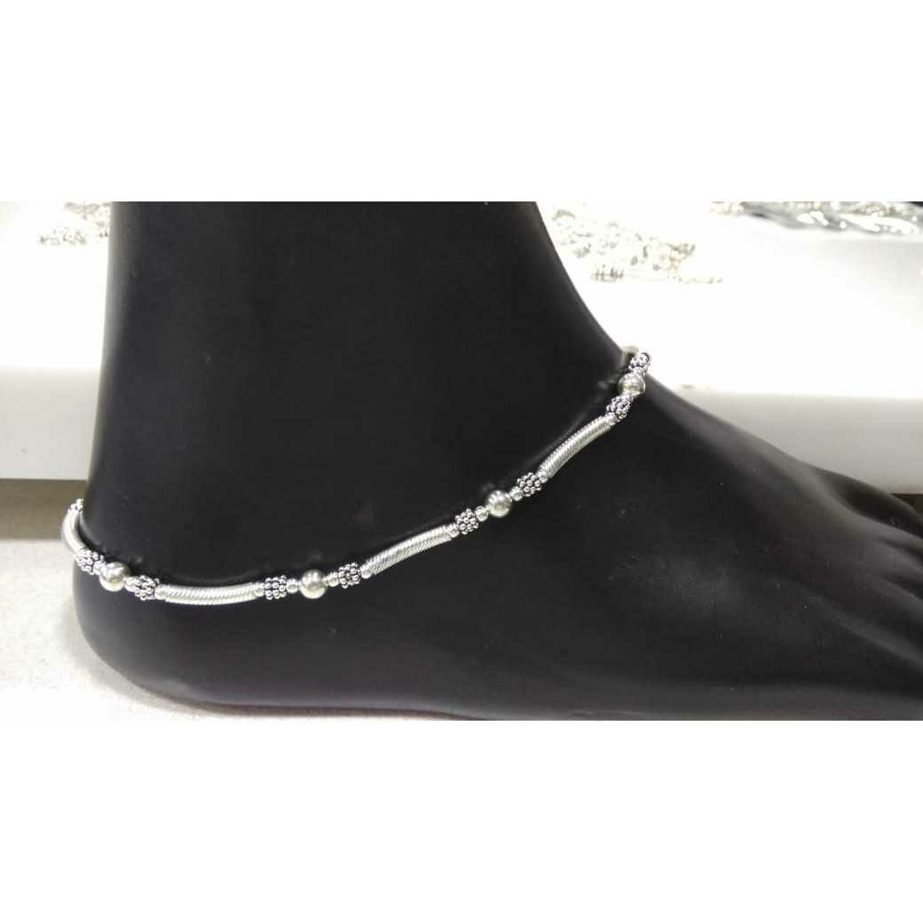 92.5 Sterling Silver Bol Pipe Anklet Ms-3388