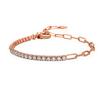 Silver Rose Gold Plated Diamond Bracelet by 