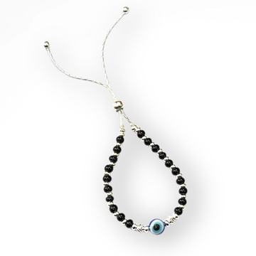 925 silver evil eye bracelet with black pearl by 