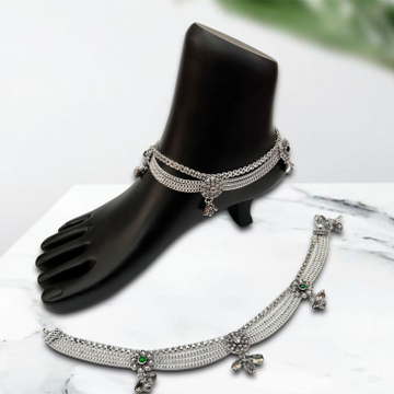 925 Silver Oxidised Brooch Payal by 