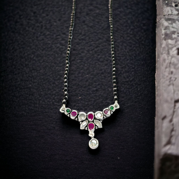 925 Silver Pink Stone Mangalsutra by 