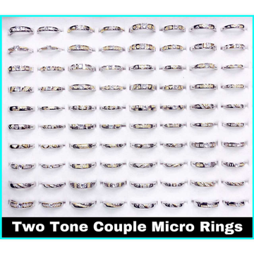92.5 Sterling Silver 2(Two) Tone Couple Micro Ring... by 