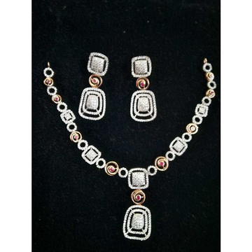 92.5 Sterling Silver Square Necklace Set by 