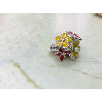 92.5 Sterling Silver Multi Colour Flower Ring Ms-3... by 