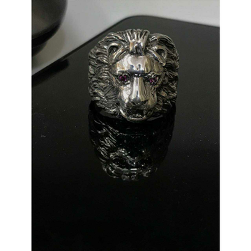 92.5 Sterling Silver Lion & Tiger Face Ring Ms-326... by 