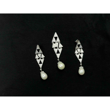 92.5 Sterling Silver Pearl Pendant Set Ms-3846 by 