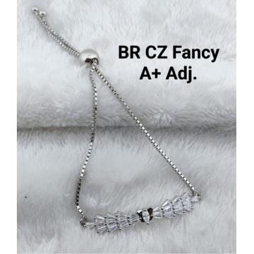 925 Silver CZ Fancy Adjustable Bracelet by 