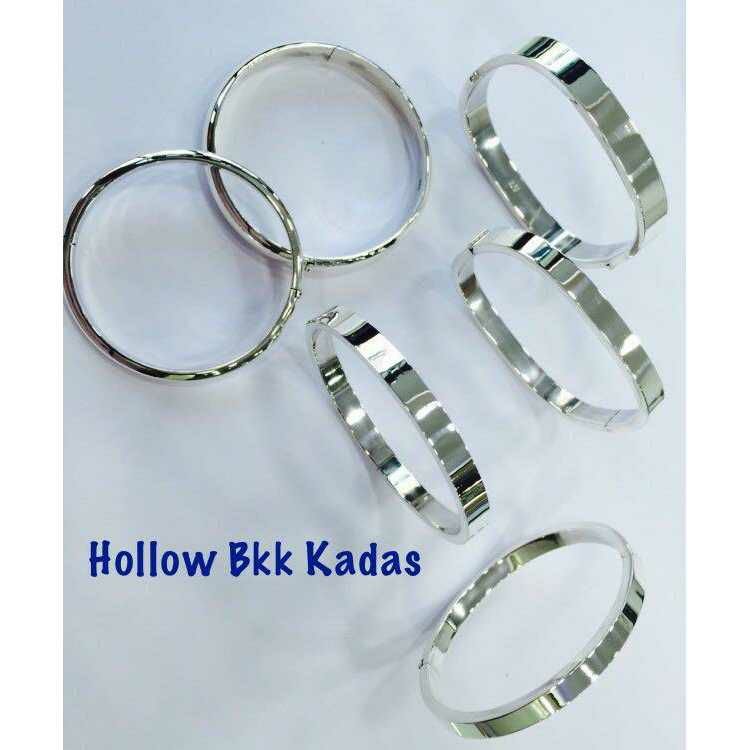 92.5 Sterling Silver Hollow Bkk Square Kada Bracelet Ms-2801