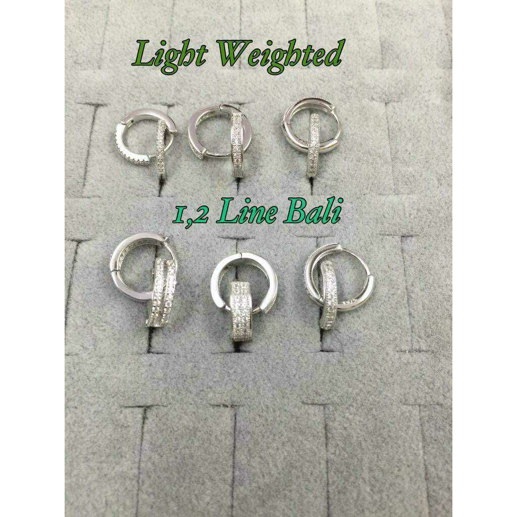 92.5 Sterling Silver Light Weighted 1,2(One,Two) Line Bali Ms-2916