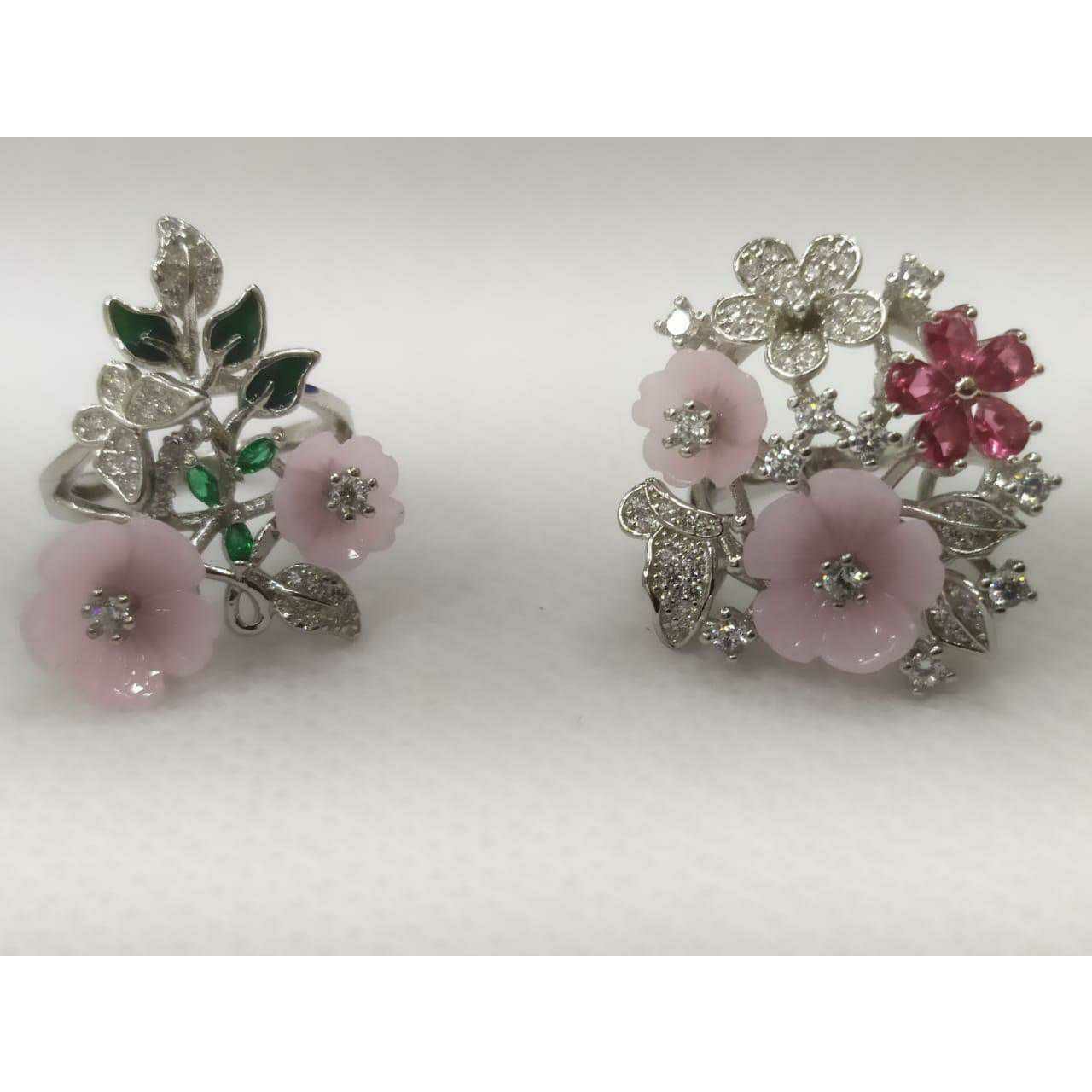 92.5 Sterling Silver Plastic Mina Tree Micro Sitting Dezine Ring Ms-2637