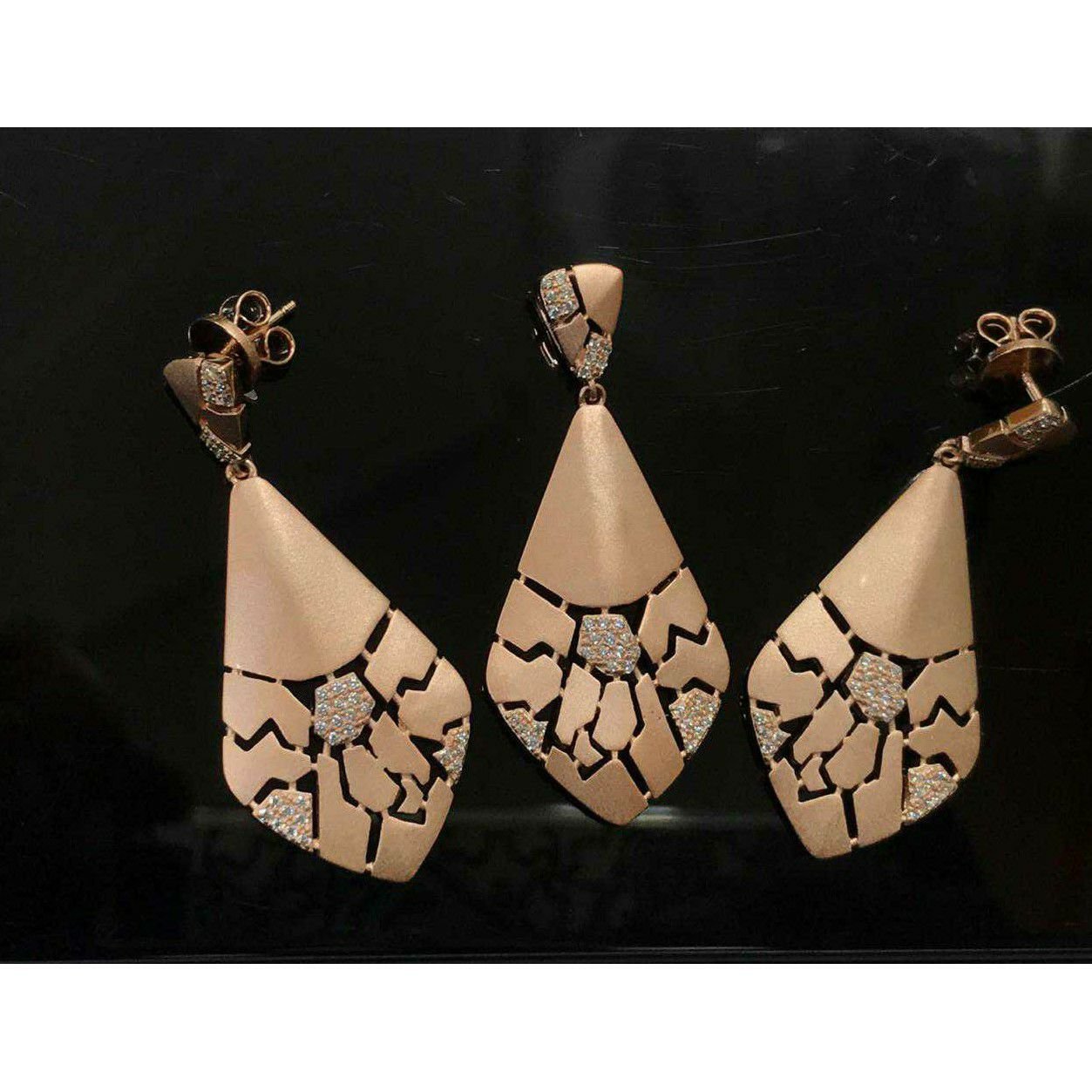 92.5 Sterling Silver Micro Rose Gold Pendant Set Ms-3088