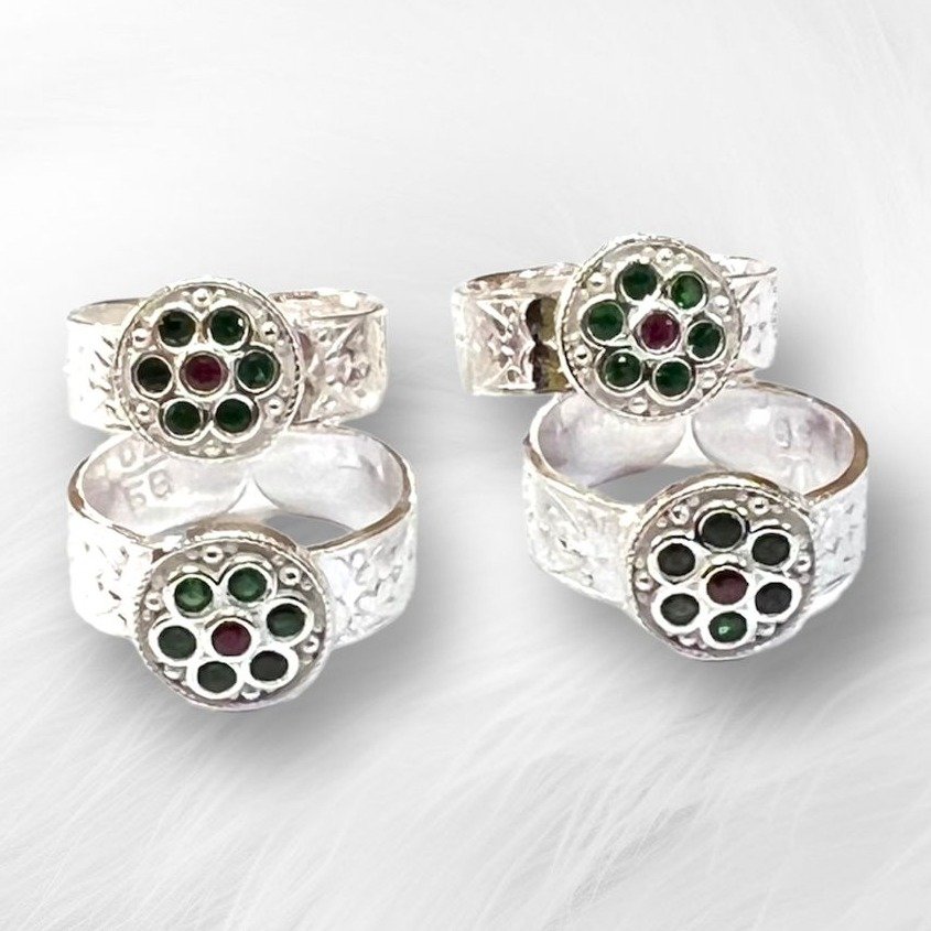 925 silver color stone toe-rings