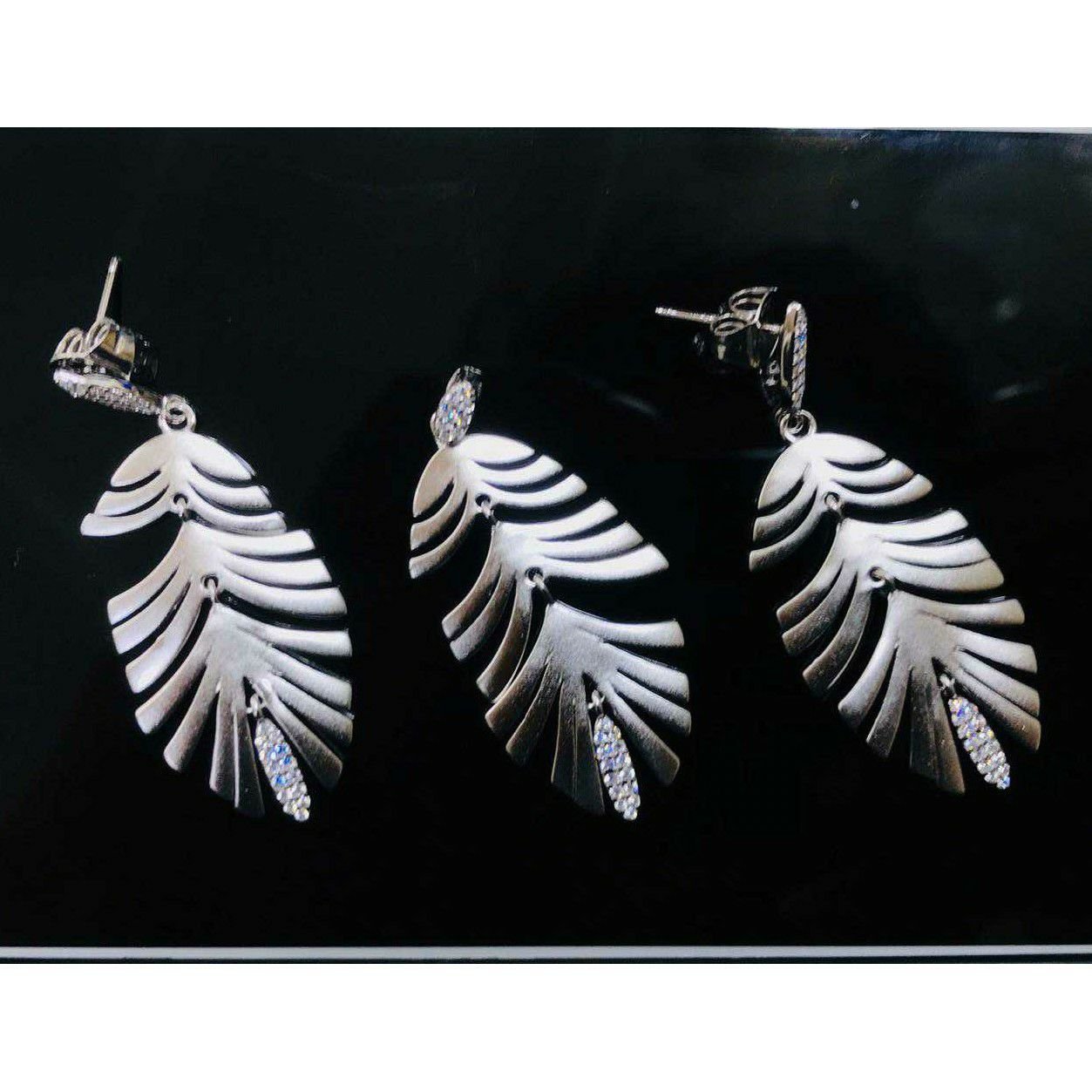 92.5 Sterling Silver Party Wear Look Pendant Set Ms-3118