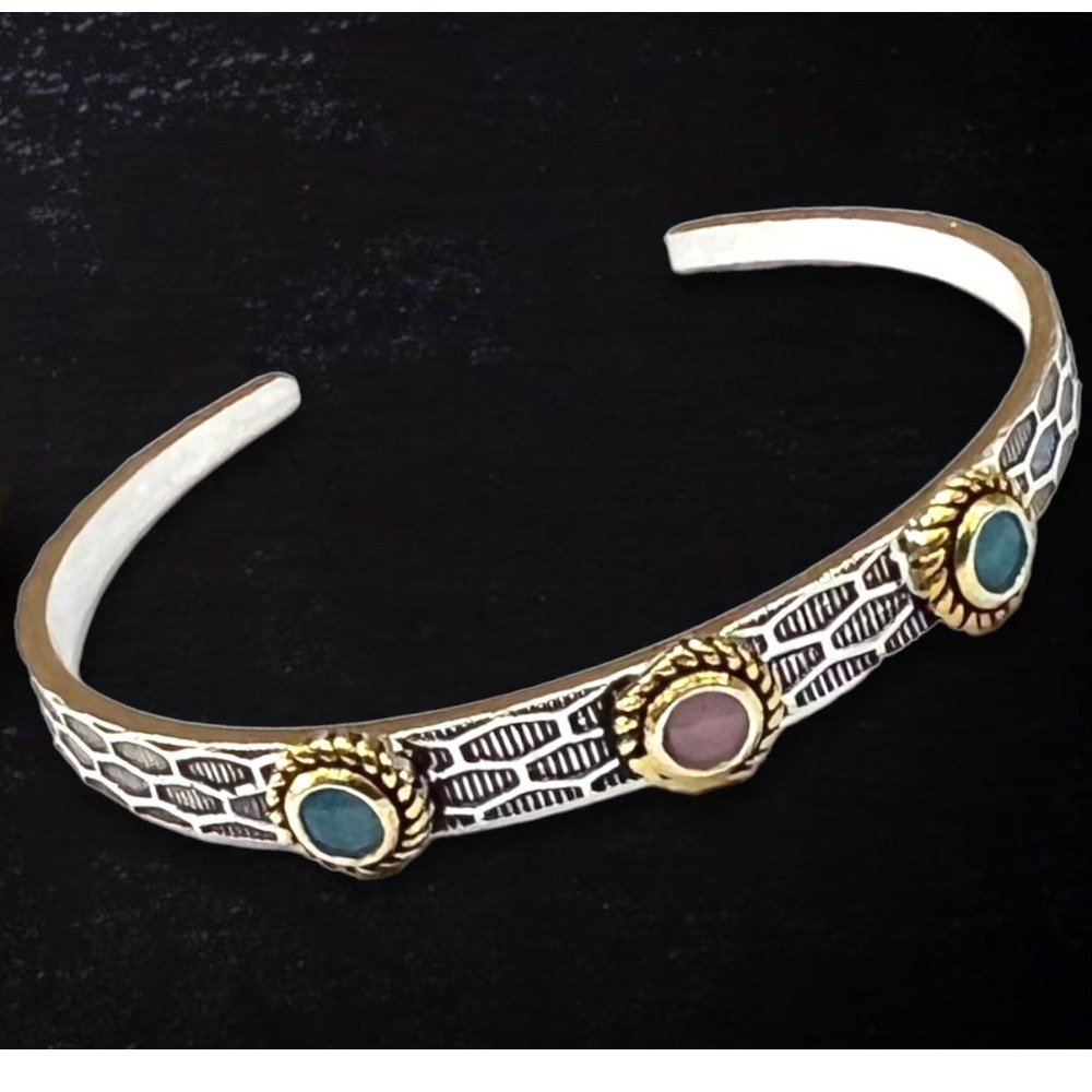 925 silver color stone kada