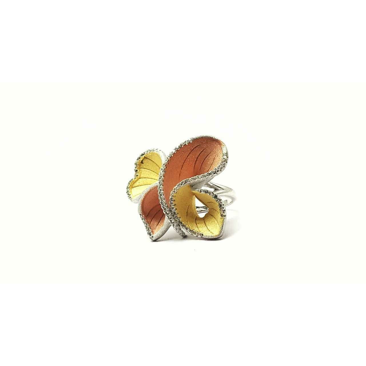 92.5 Sterling Silver Gold  & Rose Gold Combination Ring Ms-2999