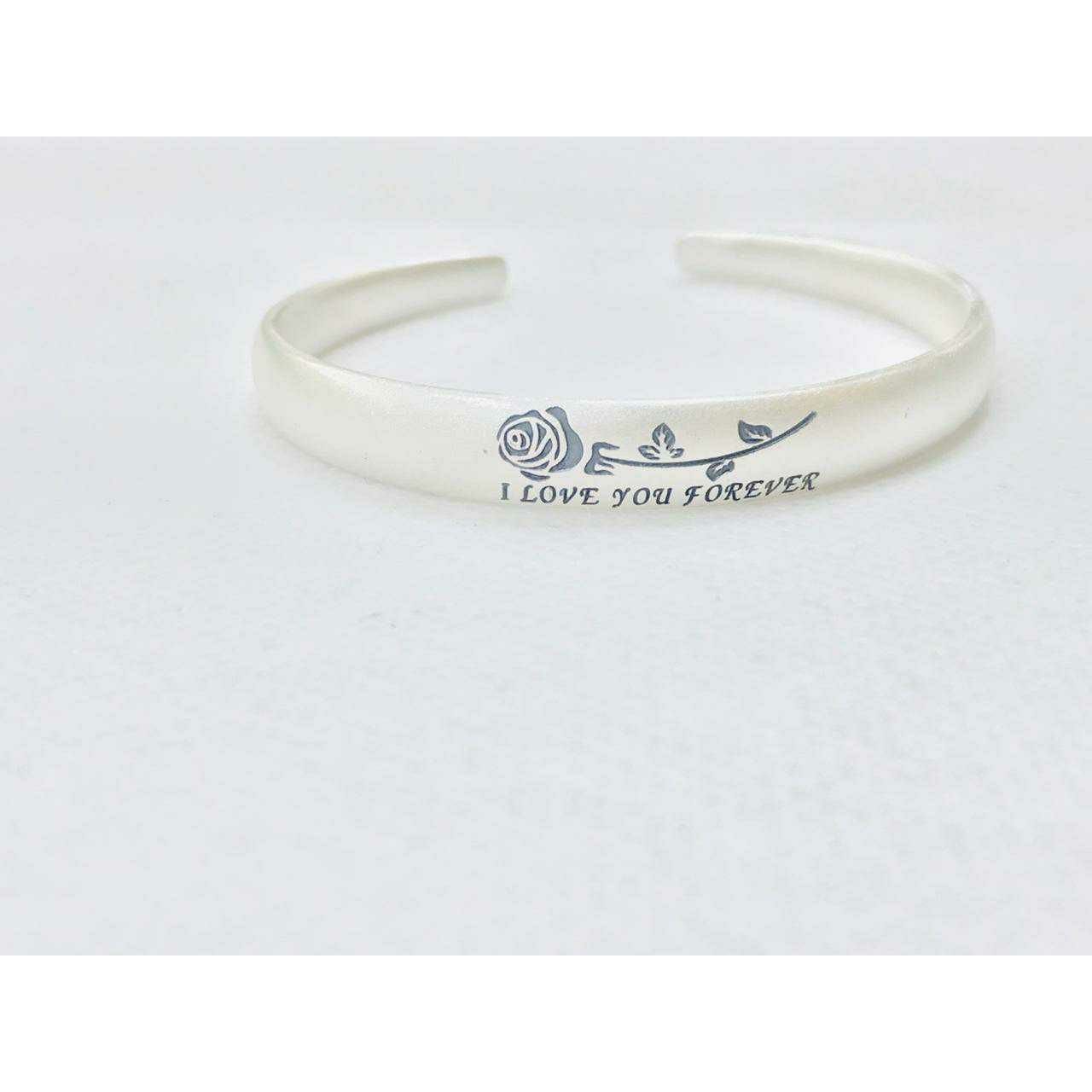 999 Sterling Silver I Love You Forever Rose Writting Dull Finish Bracelet Ms-2809