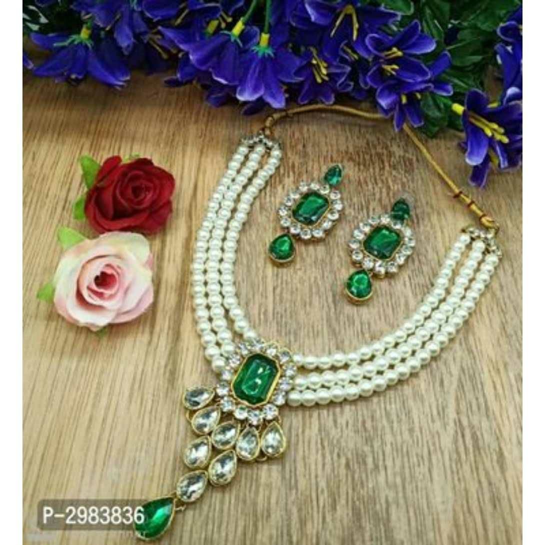 Moti Kindan Jadtar Full Thread(Dori) Dimond Neckless Set Ms-2037