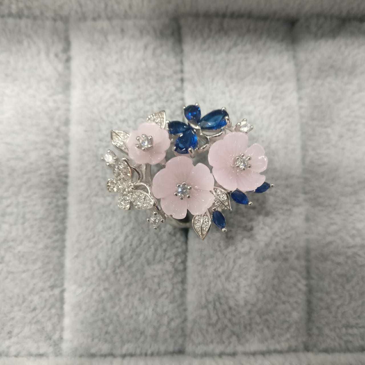 92.5 Sterling Silver Beautiful Flower Design Ring Ms-3000