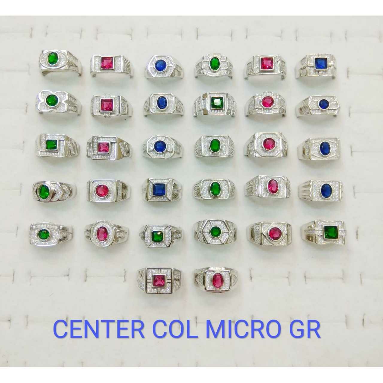 92.5 Sterling Silver Center Col Micro Gr Ring Ms-2667
