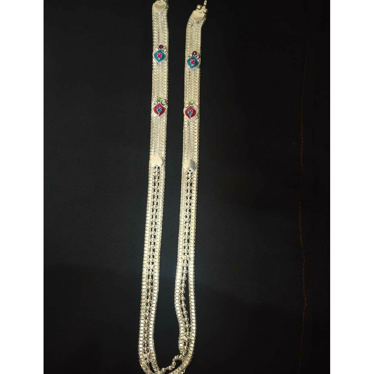 Sadak chain dabal box cholel nakshi dil casting mina dimond bol tran(3,three) line safed(white) mangalsutra