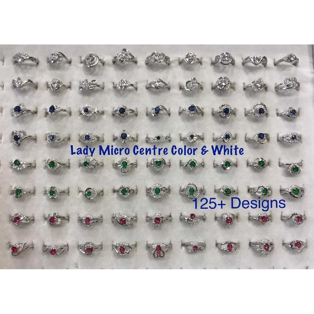 92.5 Steeling Silver Micro Centre Color & White Ring