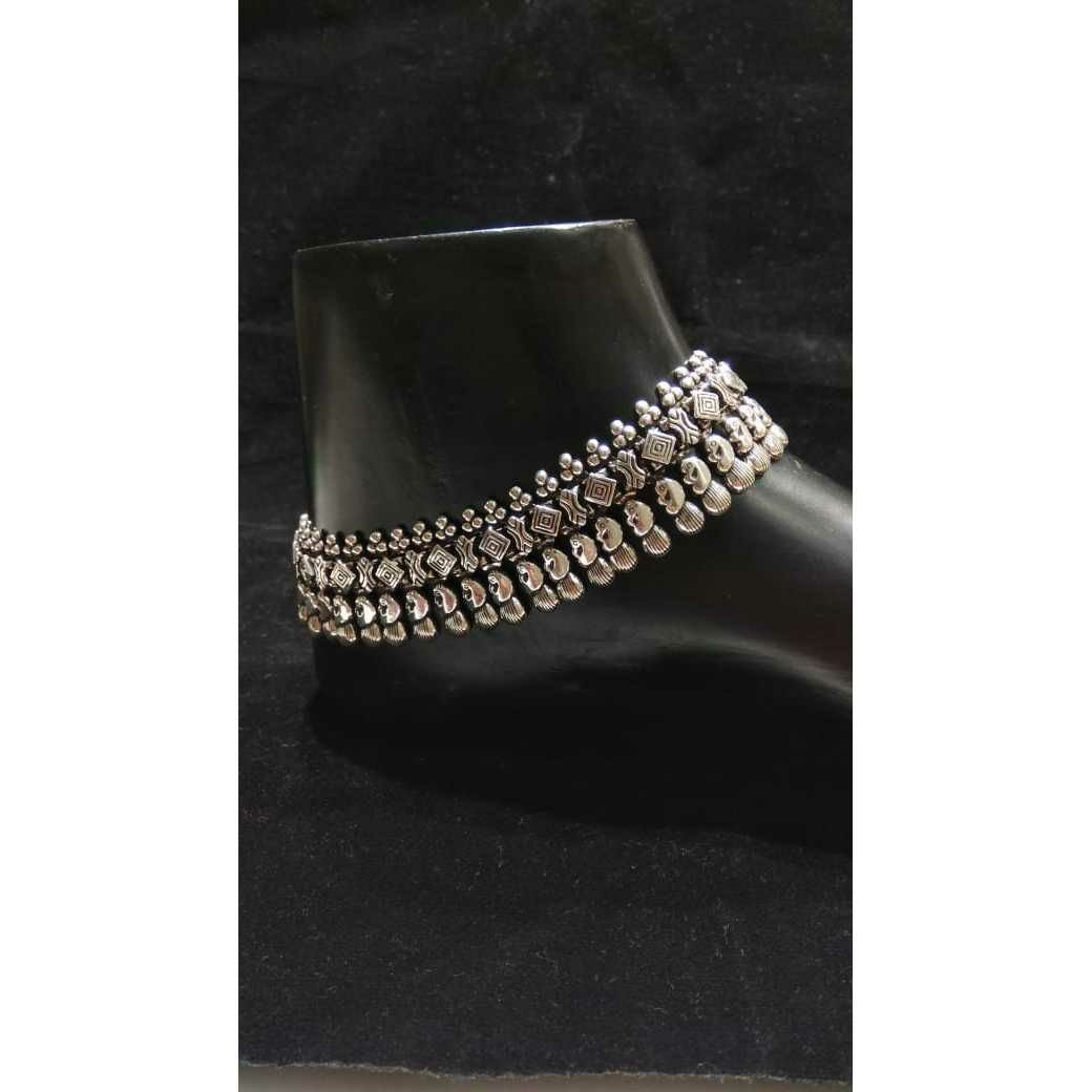 92.5 Sterling Silver 2(Two) Lair Anklet(Payal) Ms-3421