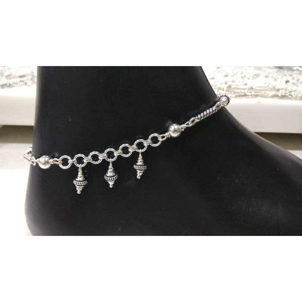 92.5 Sterling Silver Bol Khilona(Ramakda) Oxodize Payal(Anklet) Ms-3444