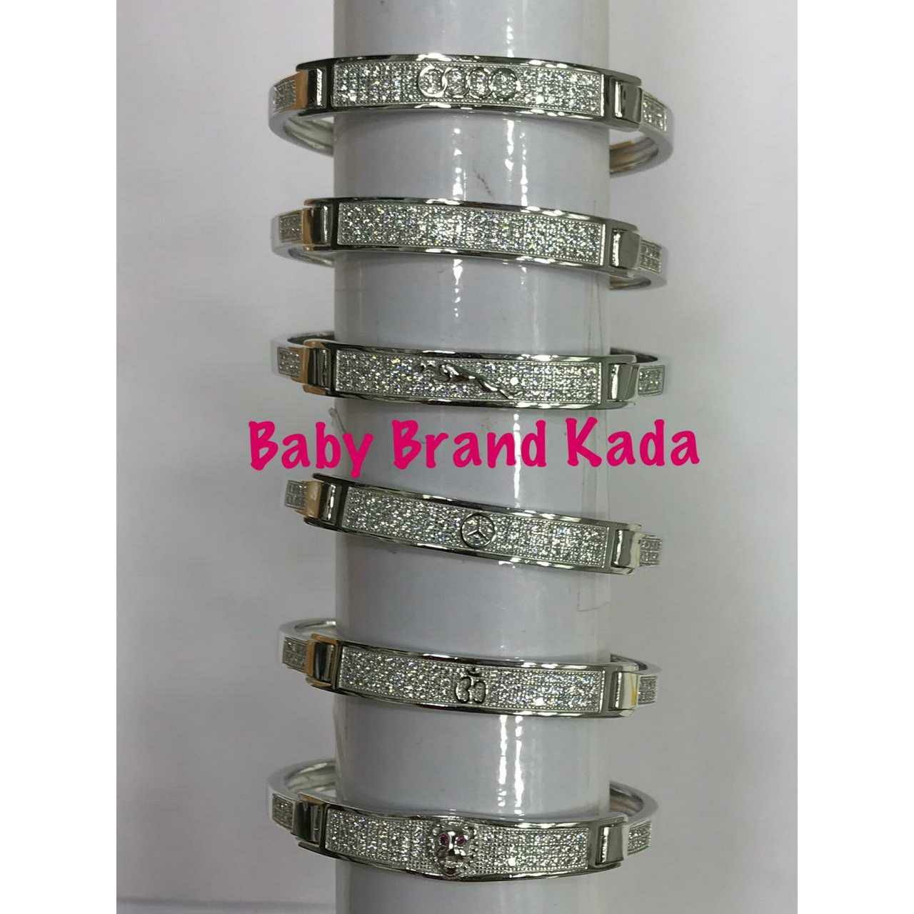 92.5 Sterling Silver Baby(Children,kids) Ganpati,Om,Marcedis,Jaguar,Od Roind Lock Kada Ms-2858