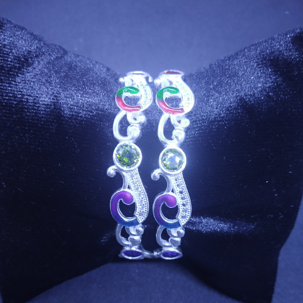 antique round stone Mina micro bangle kadli