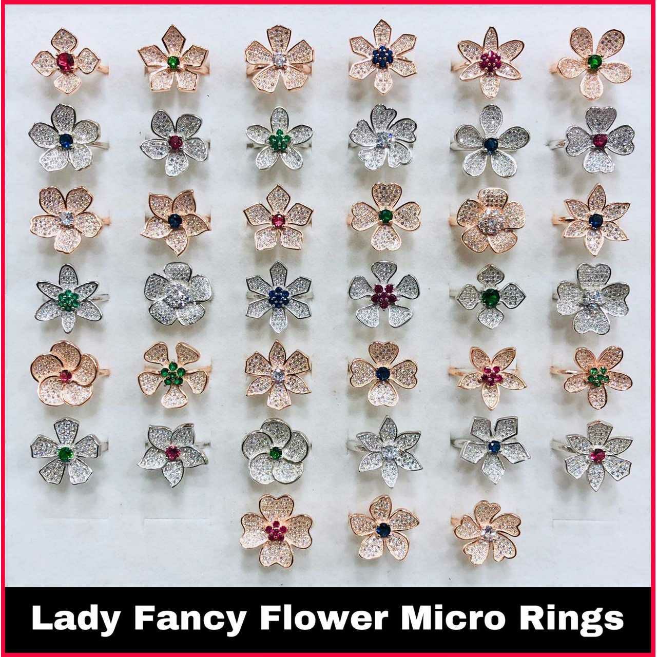 92.5 Sterling Silver Lady Fancy Flower Micro Ring Ms-3567