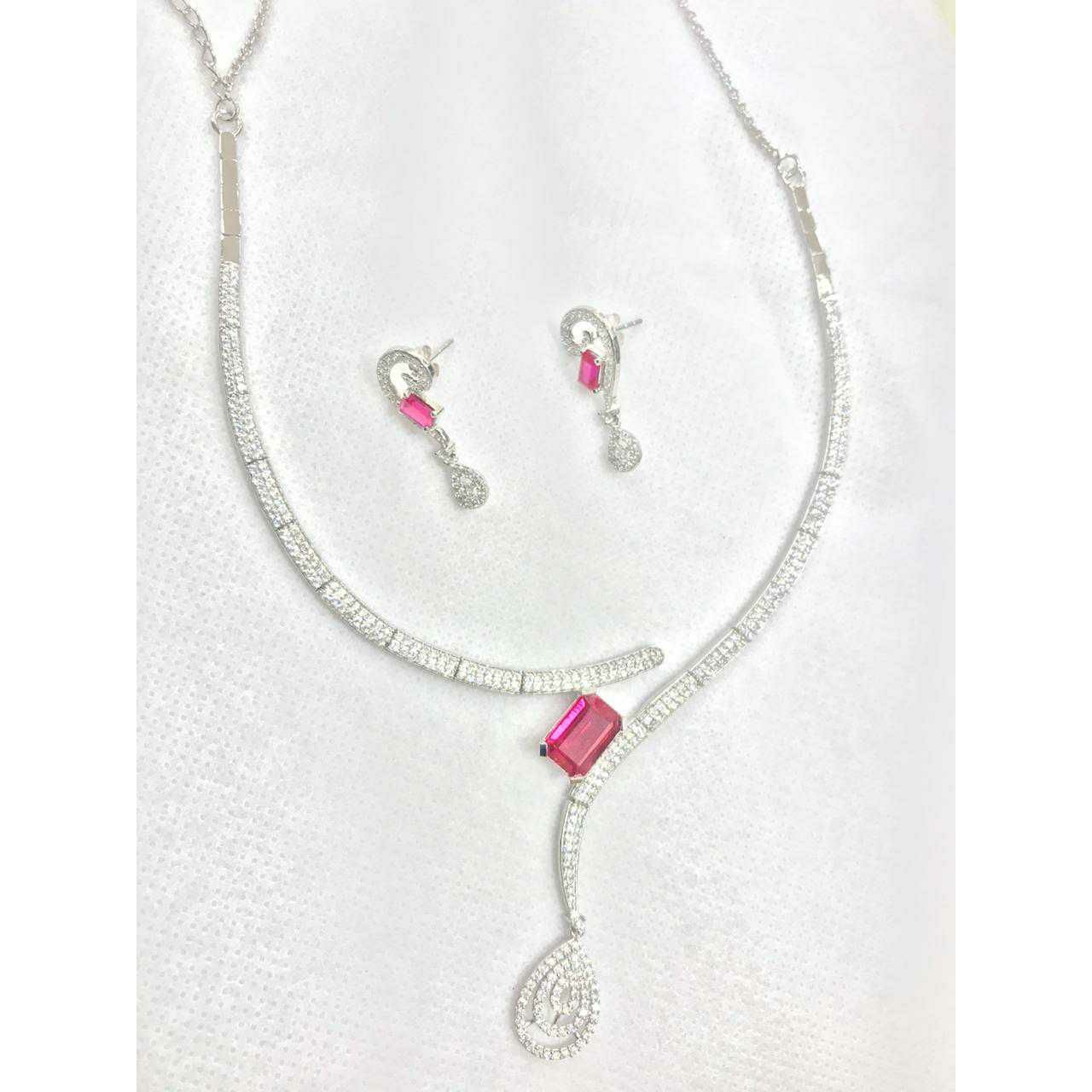 92.5 Sterling Silver Rich Look Neckless Set Ms-2783