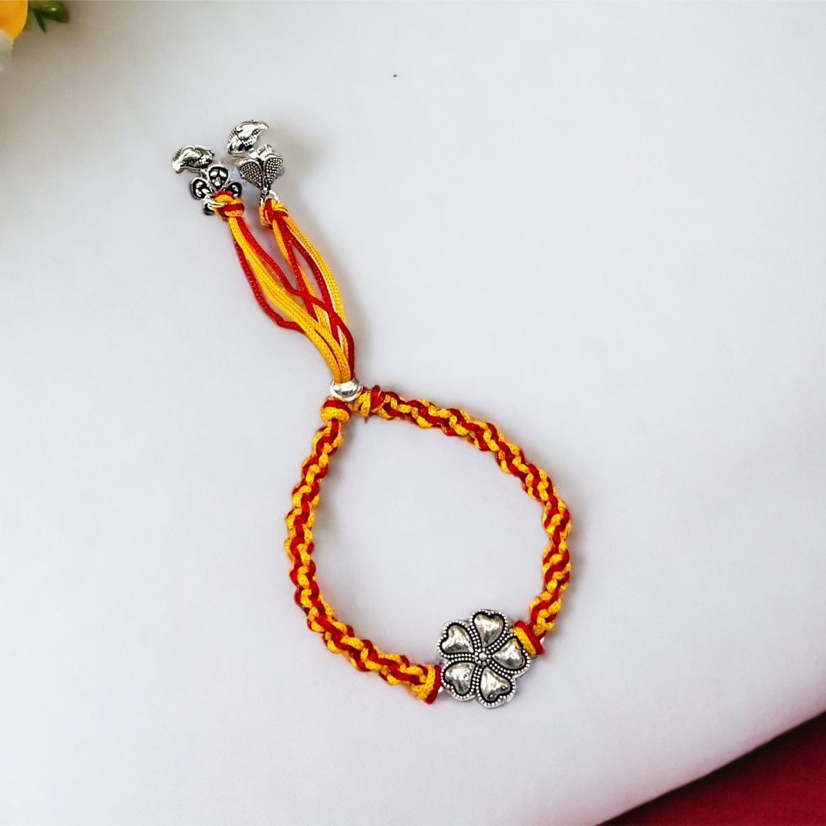 925 Silver Flower Design Rakhi