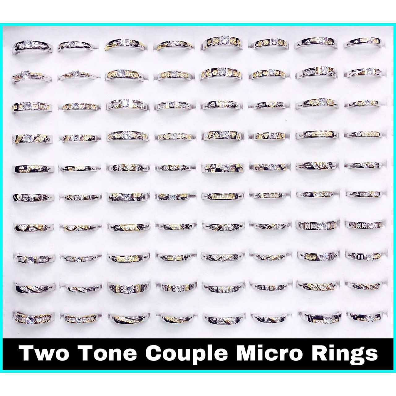92.5 Sterling Silver 2(Two) Tone Couple Micro Ring Ms-3560