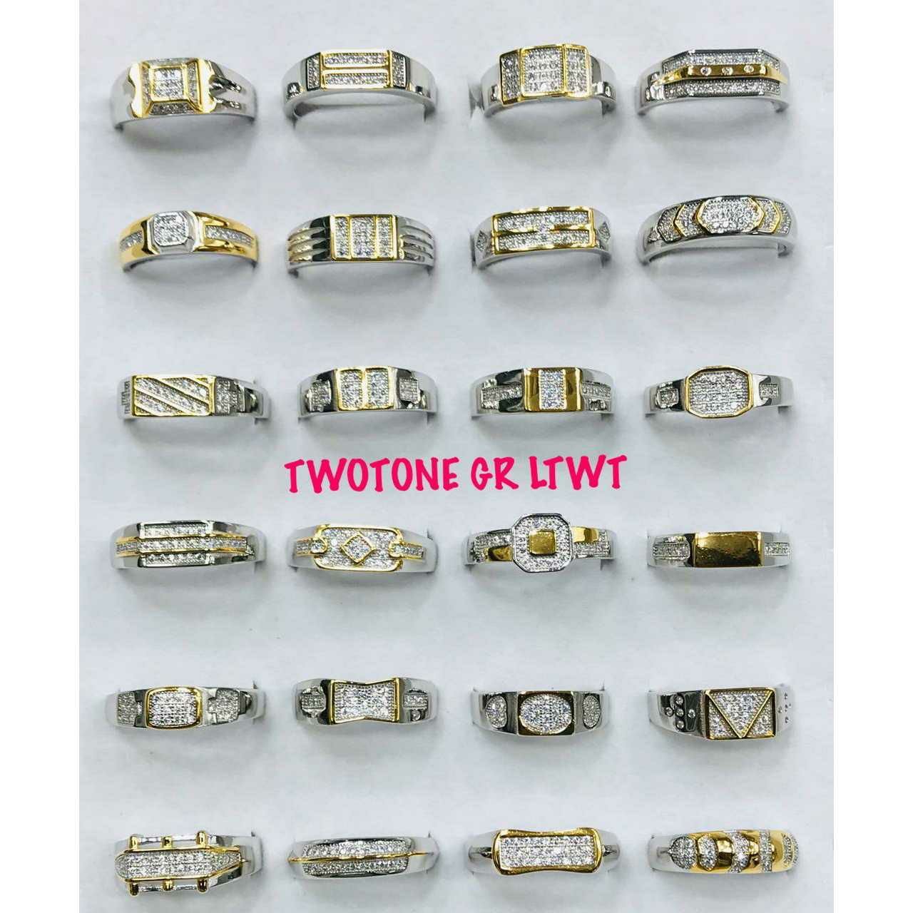 92.5 Sterling Silver 2(Two) Tone Light Weight Ring Ms-3163