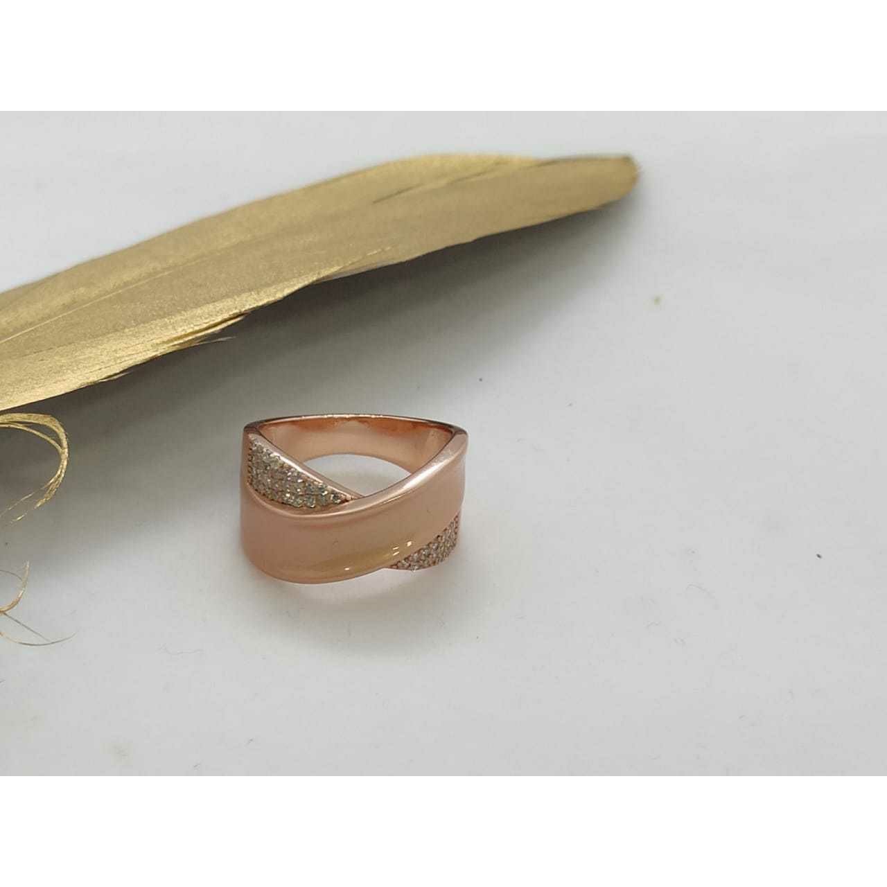 92.5 Sterling Silver Micro Rose Gold Premium Ring Ms-3121