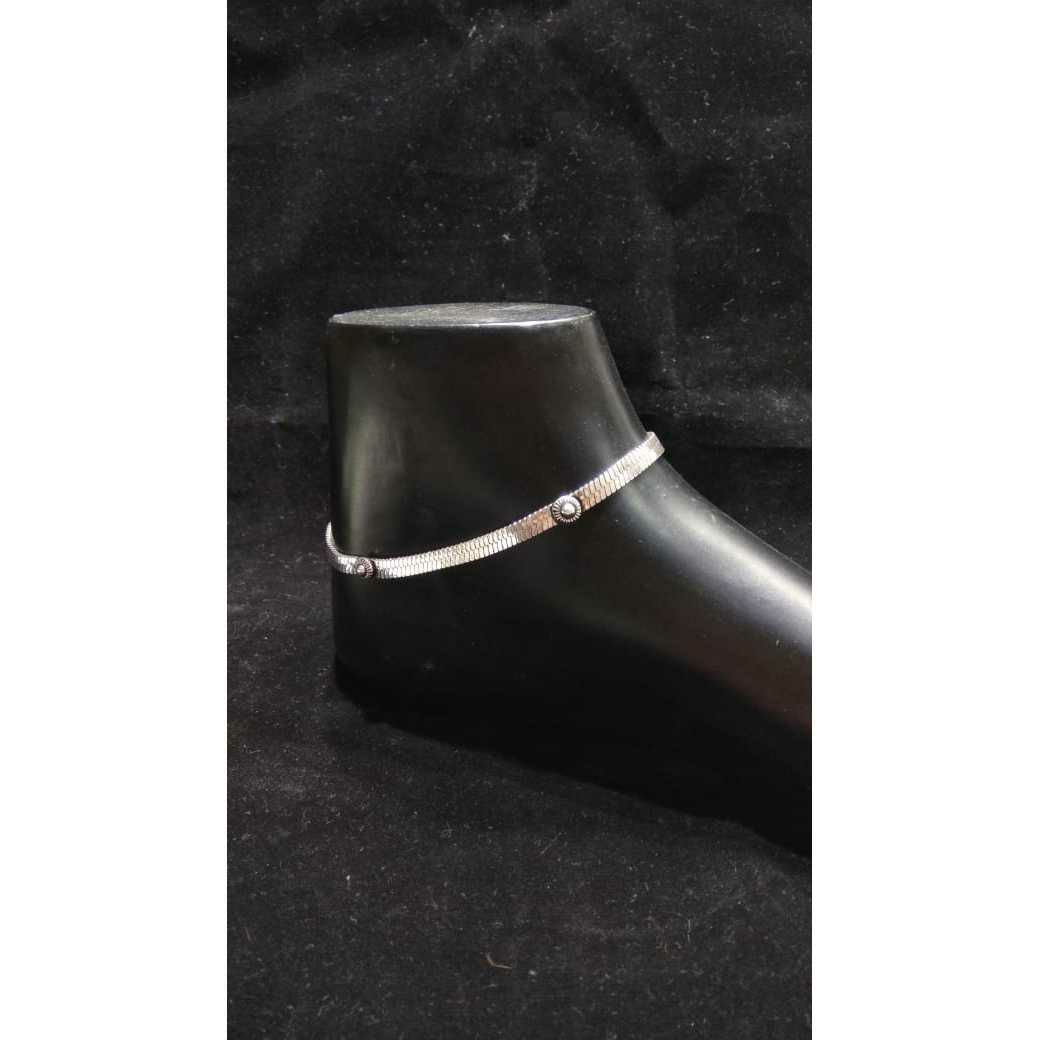 92.5 Sterling Silver Brightness Thread Anklet(Payal) Ms-3419
