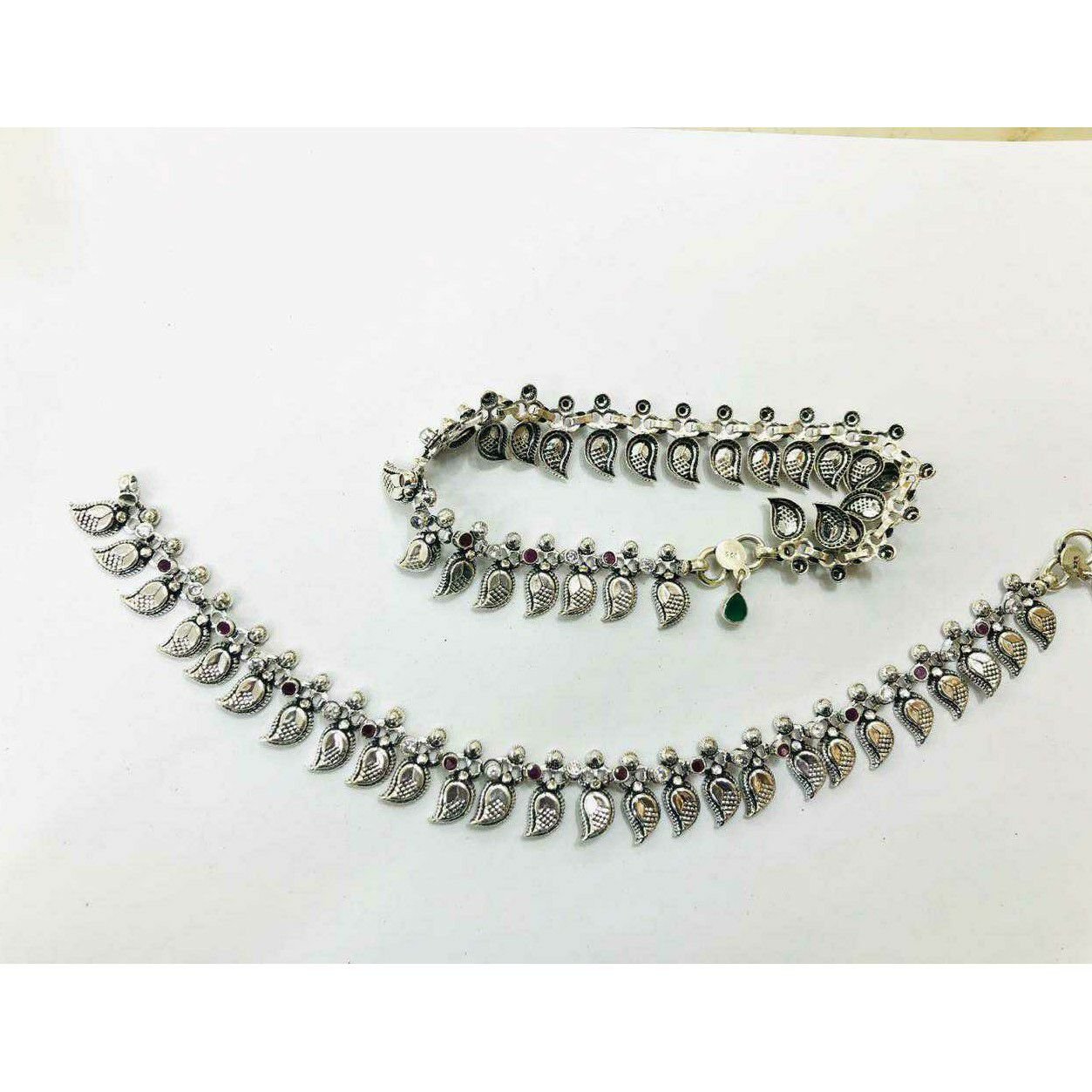 92.5 Sterling Silver Dull Hand Finish Oxodize Look Ramakda(Khilona) Anklet(Payal) Ms-3806