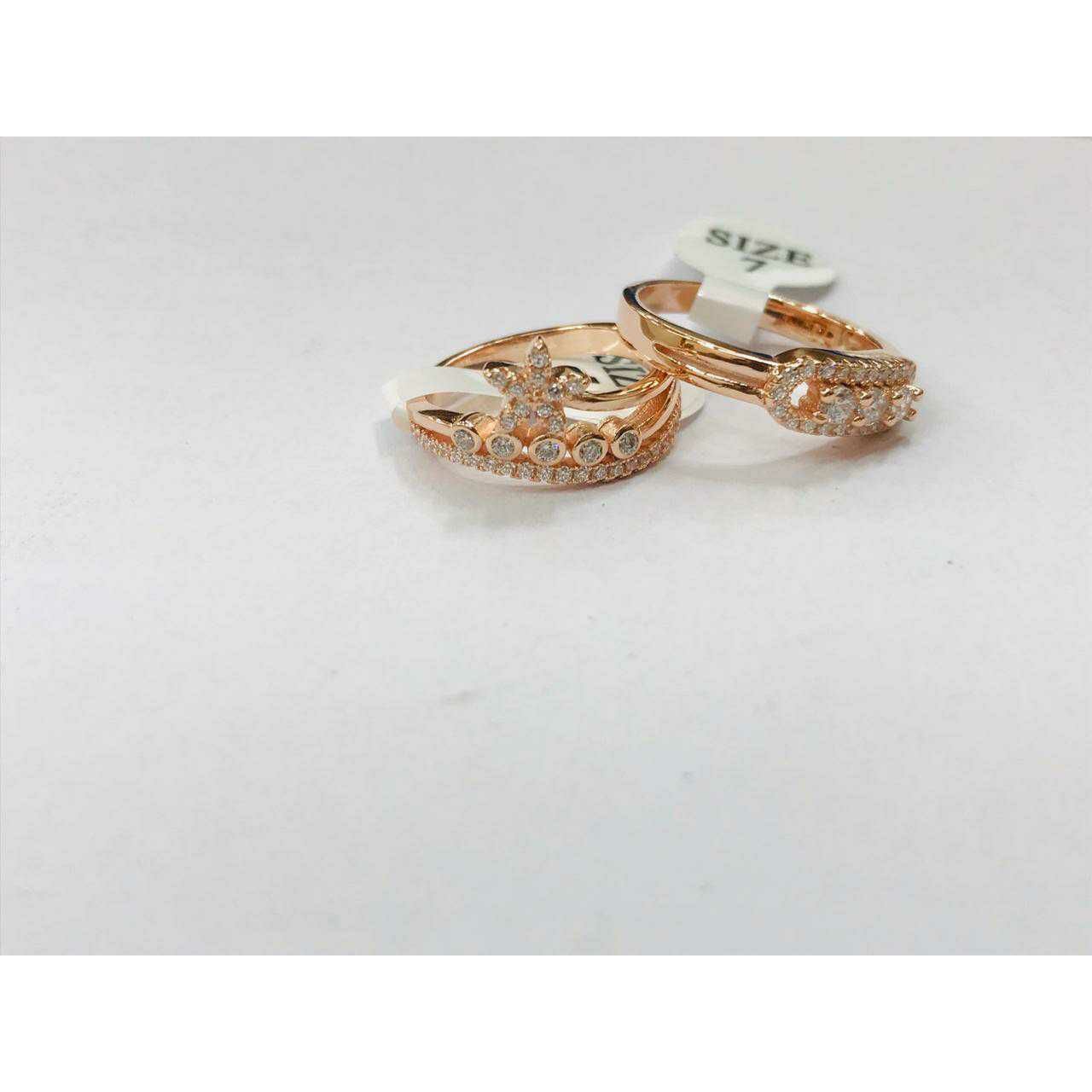 92.5 Sterling Silver Matchine Rose gold Ring Ms-3364