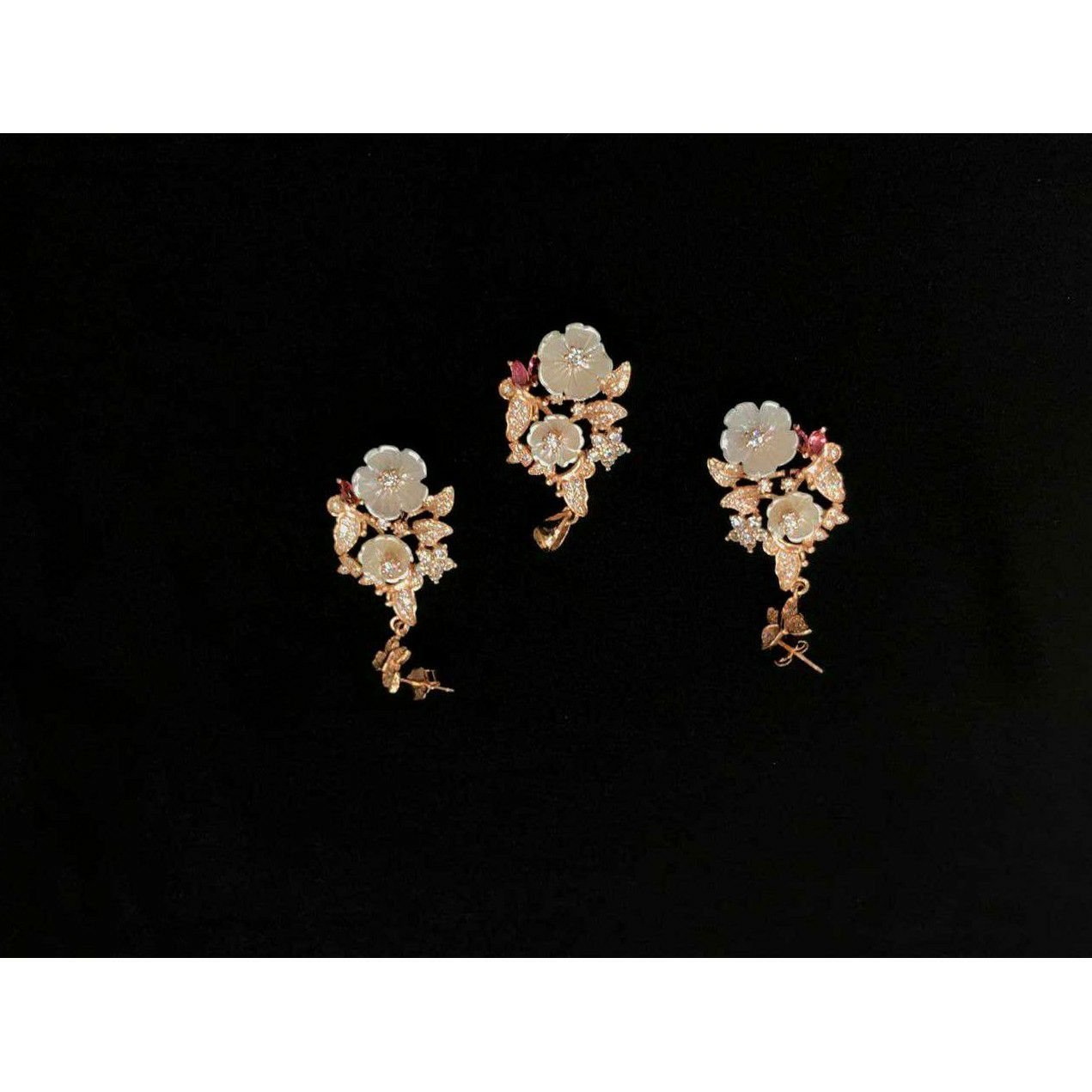 92.5 Sterling Silver Antique Rose Gold Pendant Set Ms-3843