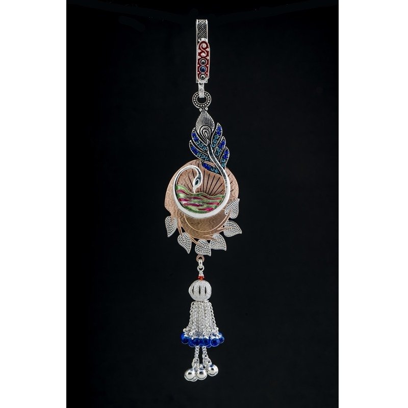 Silver attractive floral antique waist keychain