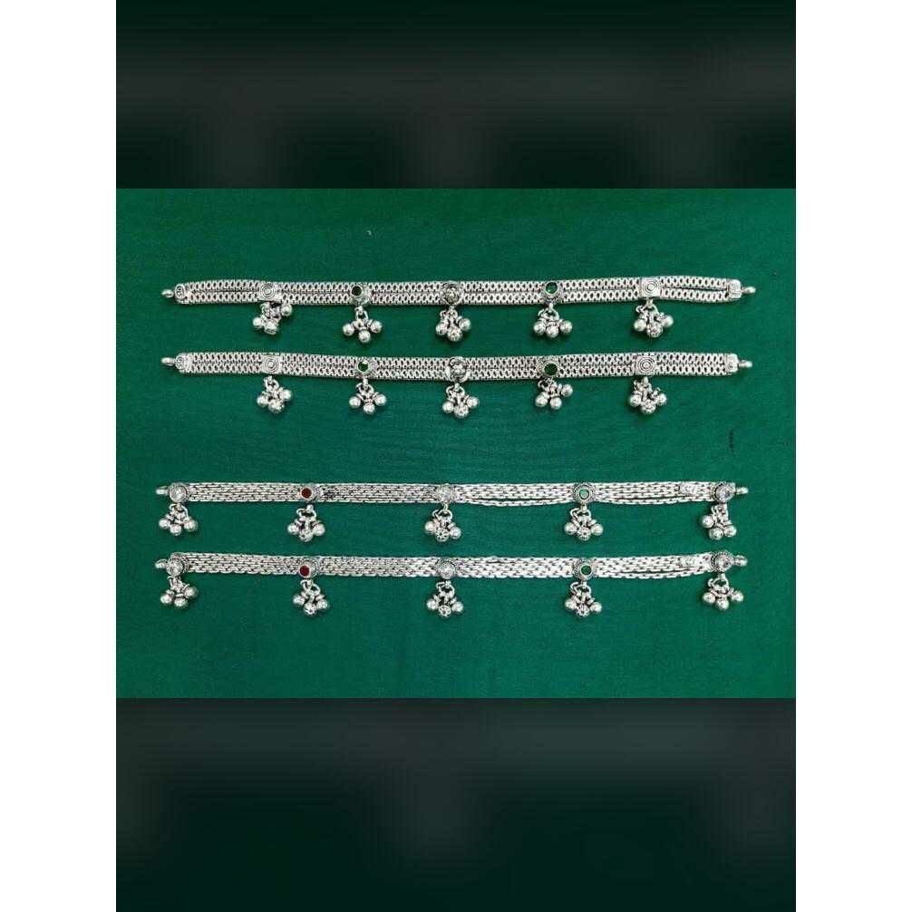2,3(Dabal,Tripal) Line Oxodize Vasting Dimond Bajna(Bolti) Ghughru Handmade Anklet Payal Ms-2393