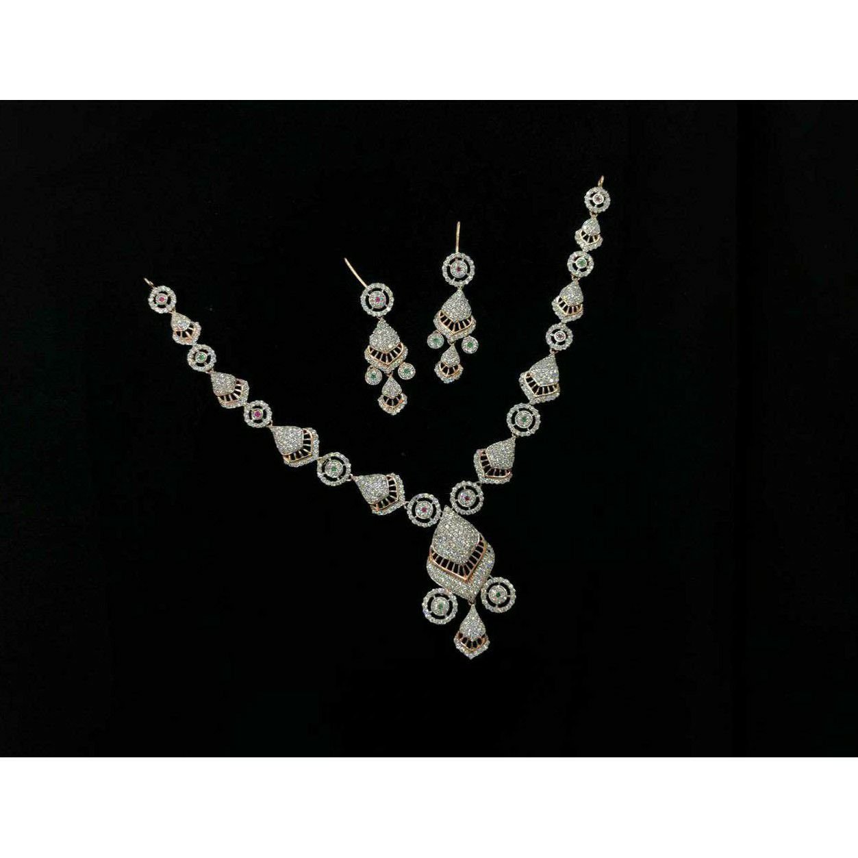 92.5 Sterling Silver Fancy Necklace Set Ms-3929