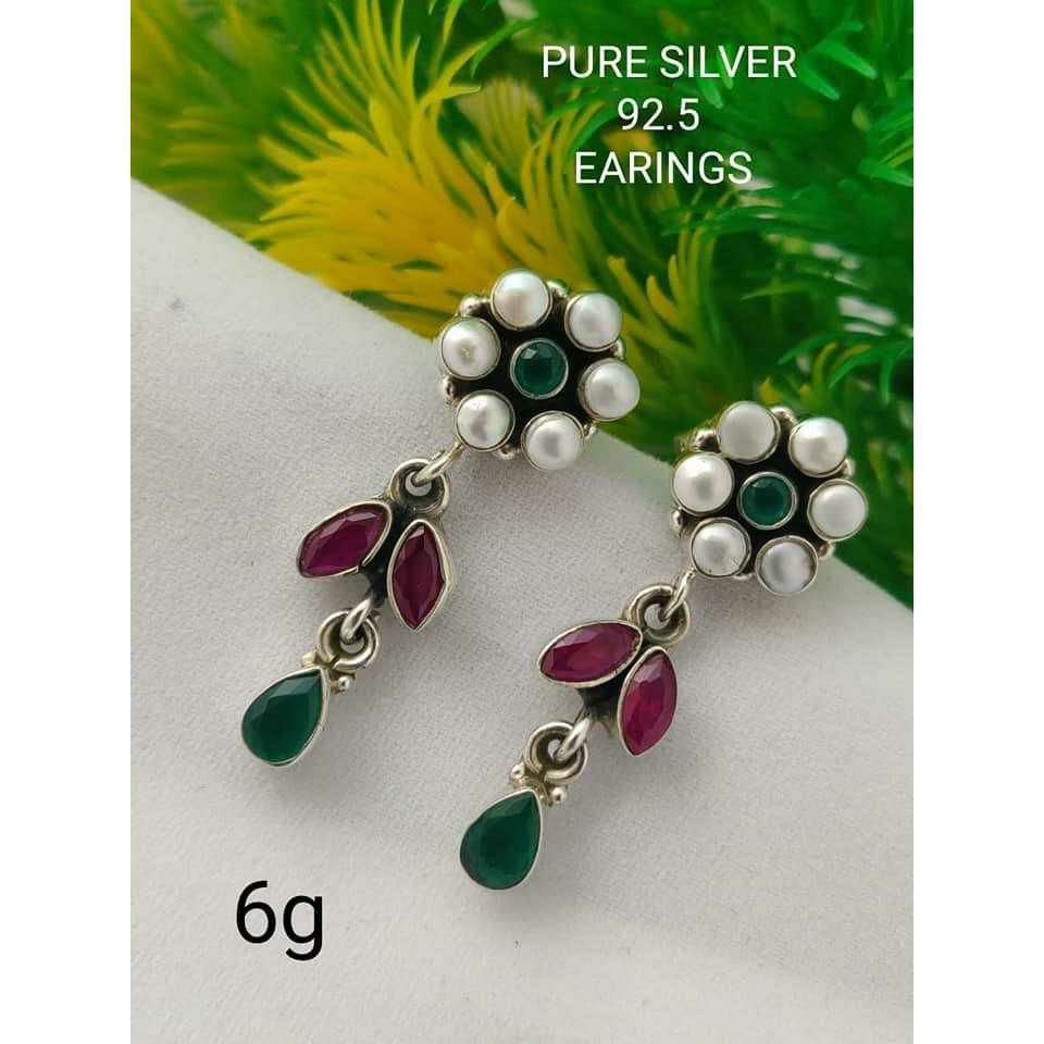 92.5 Sterling Silver Jadtar Earring(Butti) Ms-3313