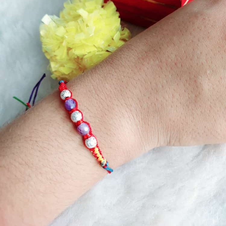 925 Silver Colorfull Beads Rakhi