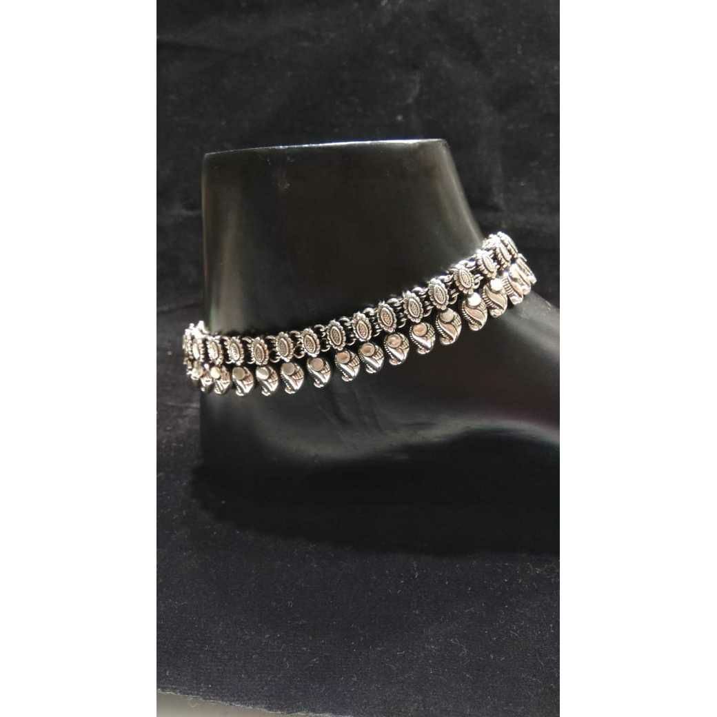 92.5 Sterling Silver Jaypuri Anklet(Payal) Ms-3409