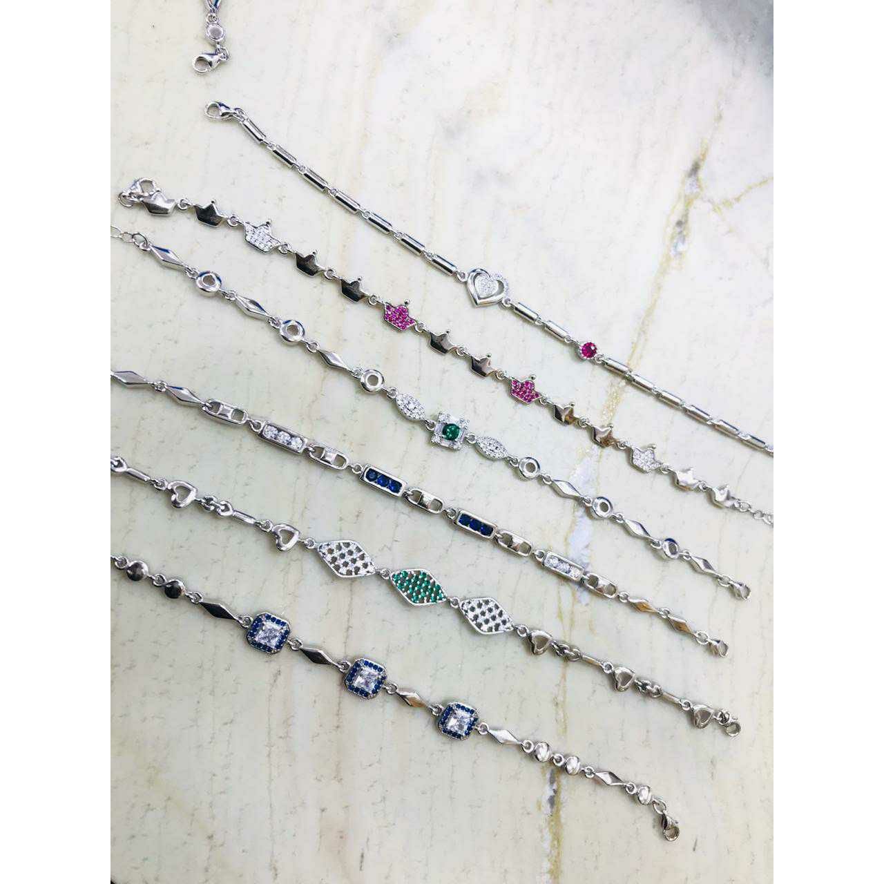 92.5 Sterling Silver Micro Sitting Love(Dil) Bracelet Ms-2664